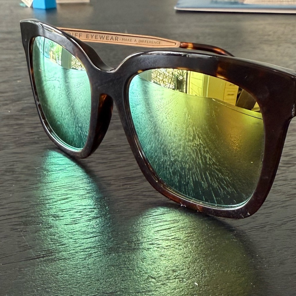 Diff Bella Tortoise Shell Sunglasses With Yellow … - image 2